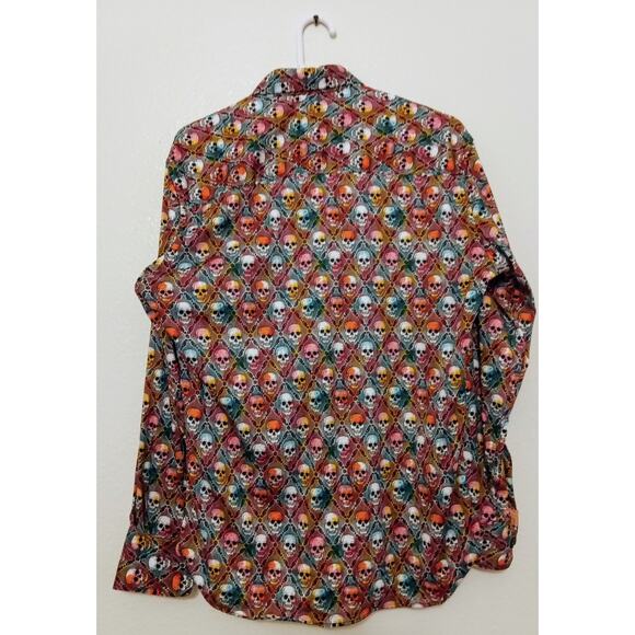 Visconti Limited Edition Skull Print Button Down Shirt Men's Long Sleeve SZ S - Picture 2 of 10